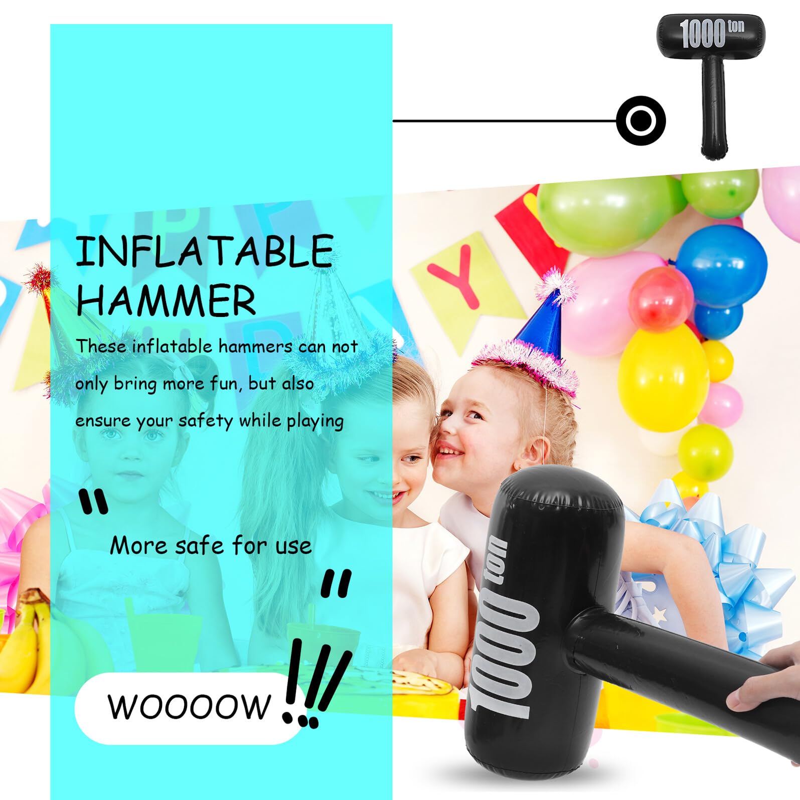 Martello Gonfiabile per Feste di Compleanno Bambini 4 unità Giocattoli Gonfiabili in Plastica Sicuri per Giochi Divertenti e Decorazioni Festa