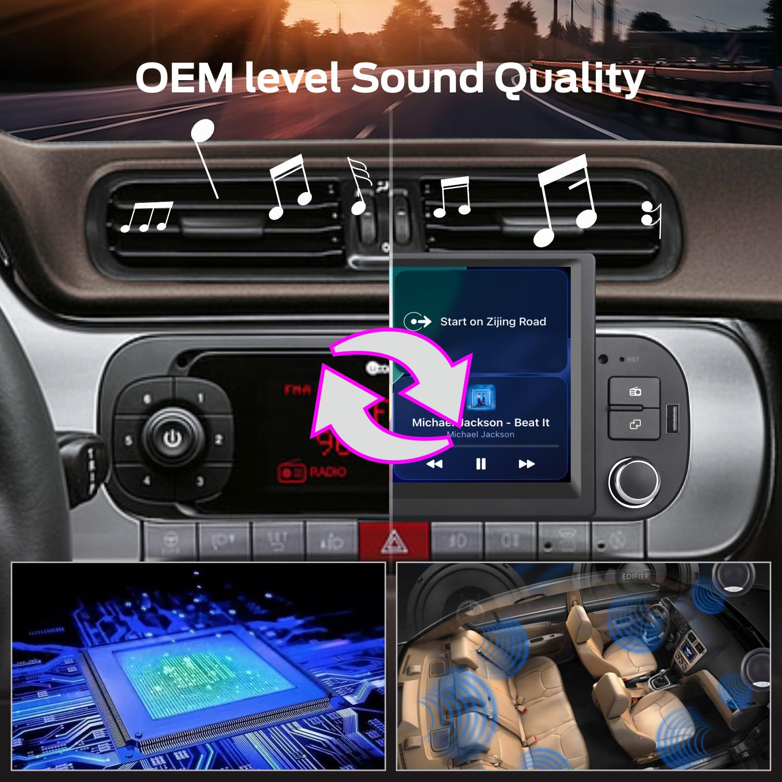 Autoradio Linux per Fiat Panda 2013-2025 con CarPlay Wireless e Android Auto, avvio in 2 secondi, comandi fisici tramite manopola, audio di livello OEM, Porta ISO Plug & Play