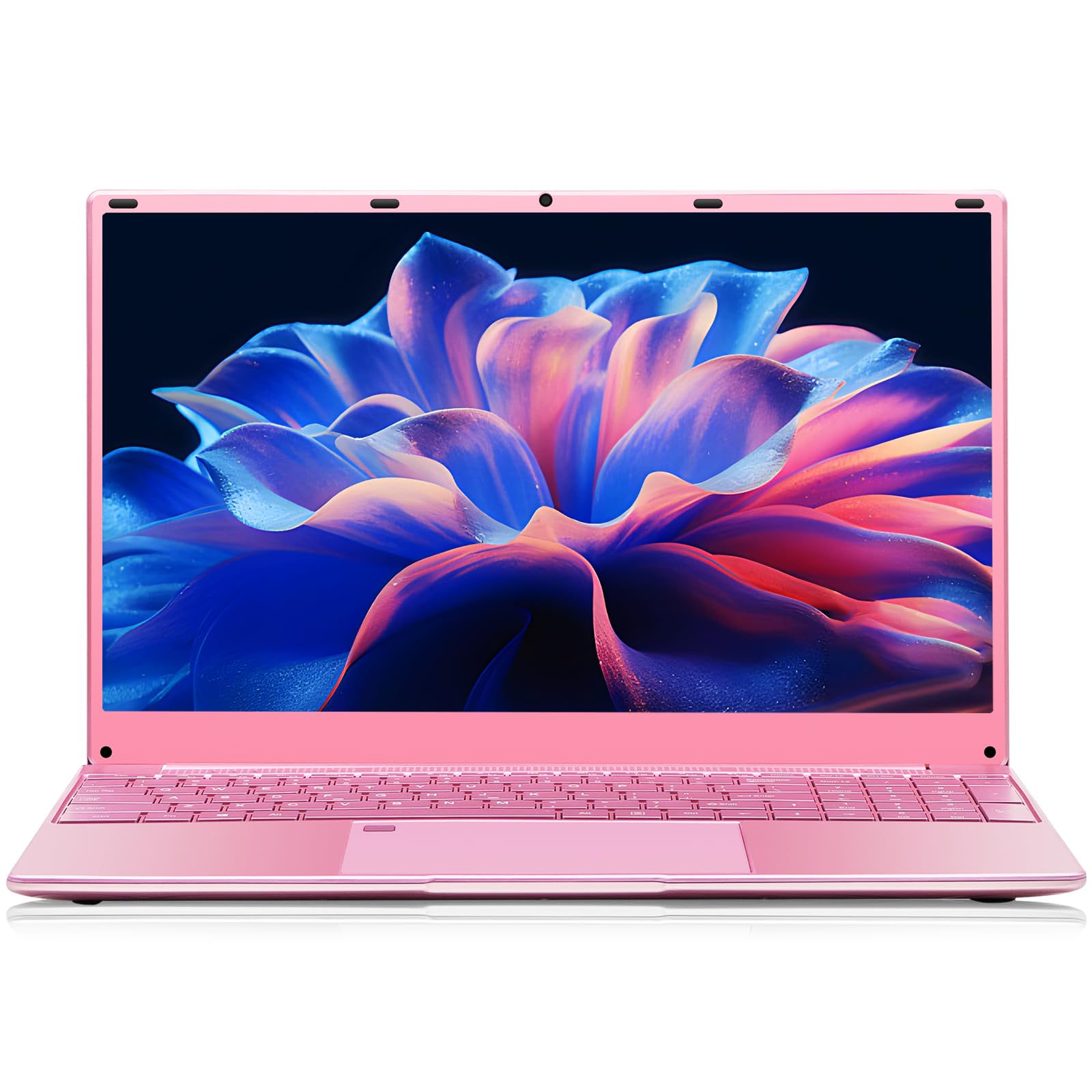 AKEDA PC Portatile 15,6 Pollici Rosa – Laptop Leggero con Processore N95, 16GB RAM, SSD 1TB, Schermo FHD IPS, Tastiera Retroilluminata, Ideale per Studio e Lavoro Legger(Tastiera UK+pellicola IT)