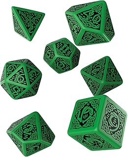 Celtic 3D Revised Green & Black Dice Set (7) [Refreshed Design]