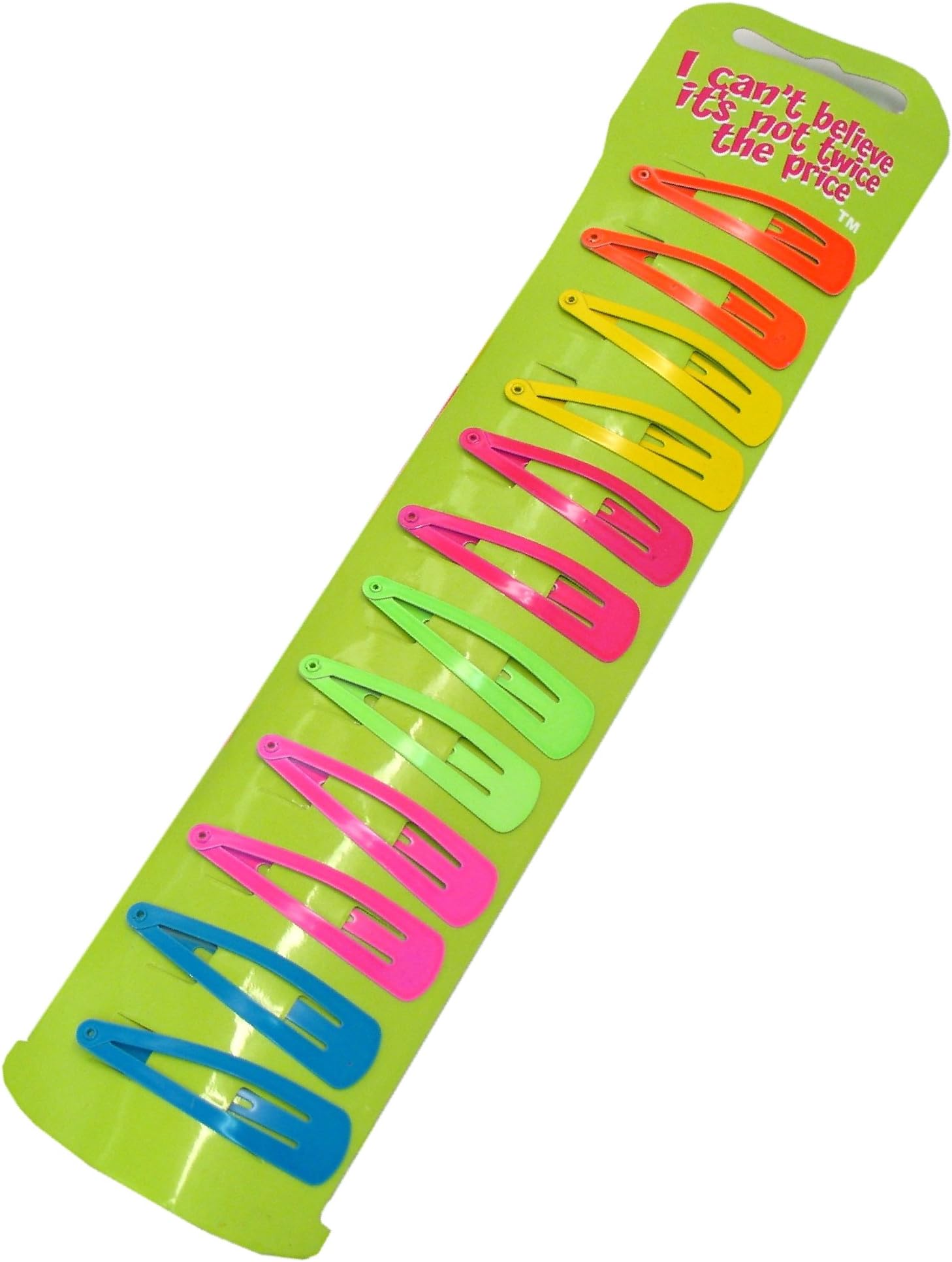 12 Bright Coloured Hair Clips Grips Slides Snap on Clips