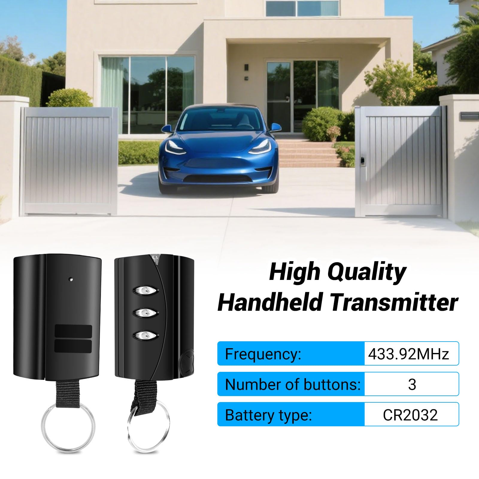[Pack de 2 Mandos] Mando a Distancia para Garaje – Compatible únicamente con Sistemas de la Marca Pujol Vario (Black, Mars, Ocean) – 3 Canales, Rolling Code, 433,42 MHz (Pack de 2)