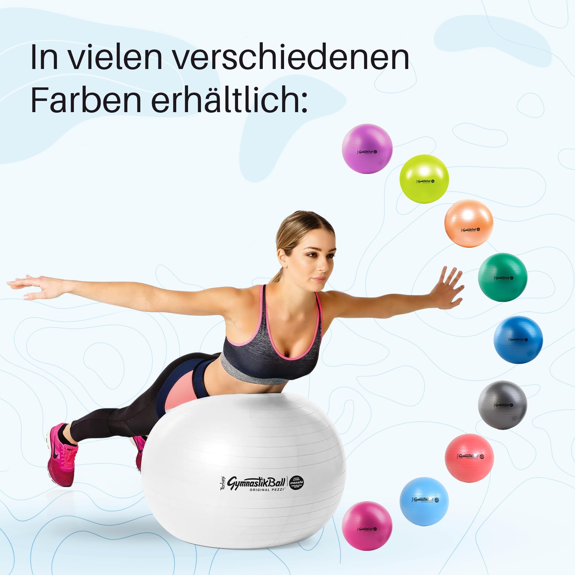 Original Pezziball MAXAFE 53cm pearlwhite mit Ballschale & Pumpe Gymnastikball