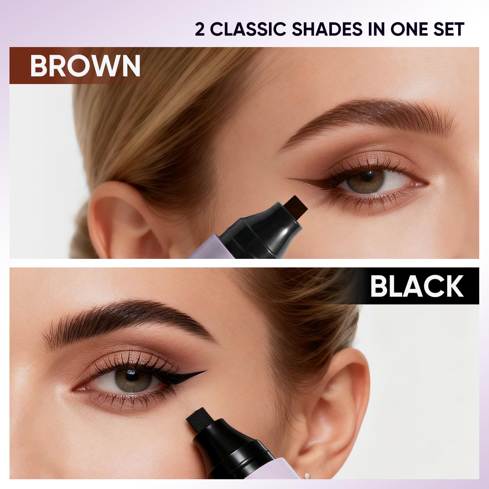 2CHILL 2-Pack de sellos giratorios para eyeliner, resistente al agua y al sudor, de secado rápido, de larga duración, acabado mate, maquillaje de ojos fácil para principiantes, cosmética (negro + — view 5