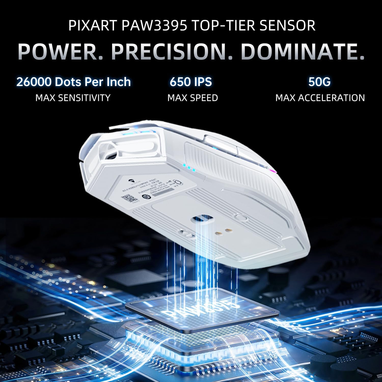 Machenike 8KHz Wireless Gaming Mouse with RGB Charging Dock,26,000 DPI,PAW3395 Sensor,RGB Backlit,6 Programmable Buttons,Long Battery Life,Gaming Mice Compatible with PC, Mac