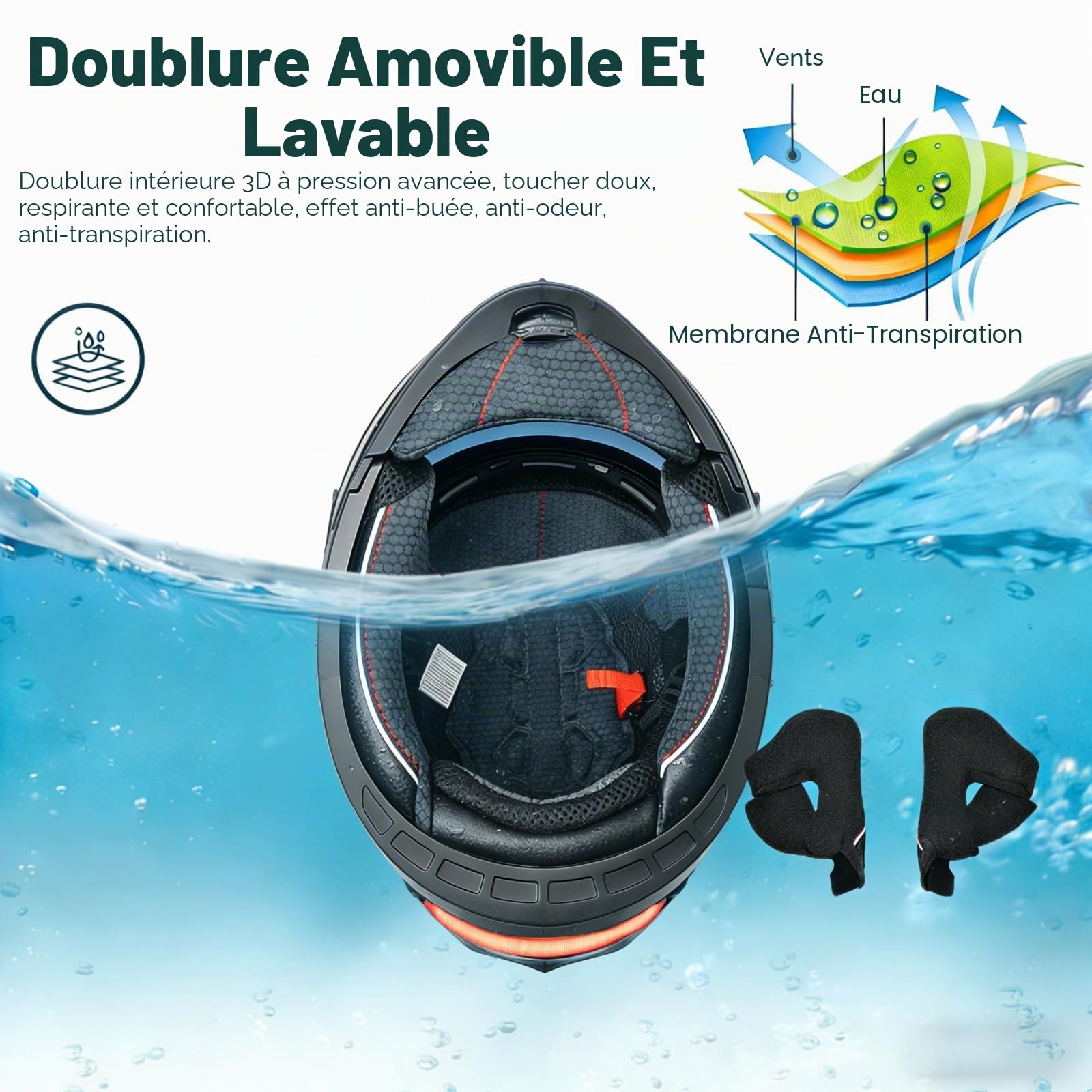 Casque Modulable Moto Bluetooth, avec Feu Arrière LED, Casque À Rabat pour Adultes avec Double Visière, Casque Homologué ECE, Adultes Hommes Femmes Cyclomoteur Anti-Collision