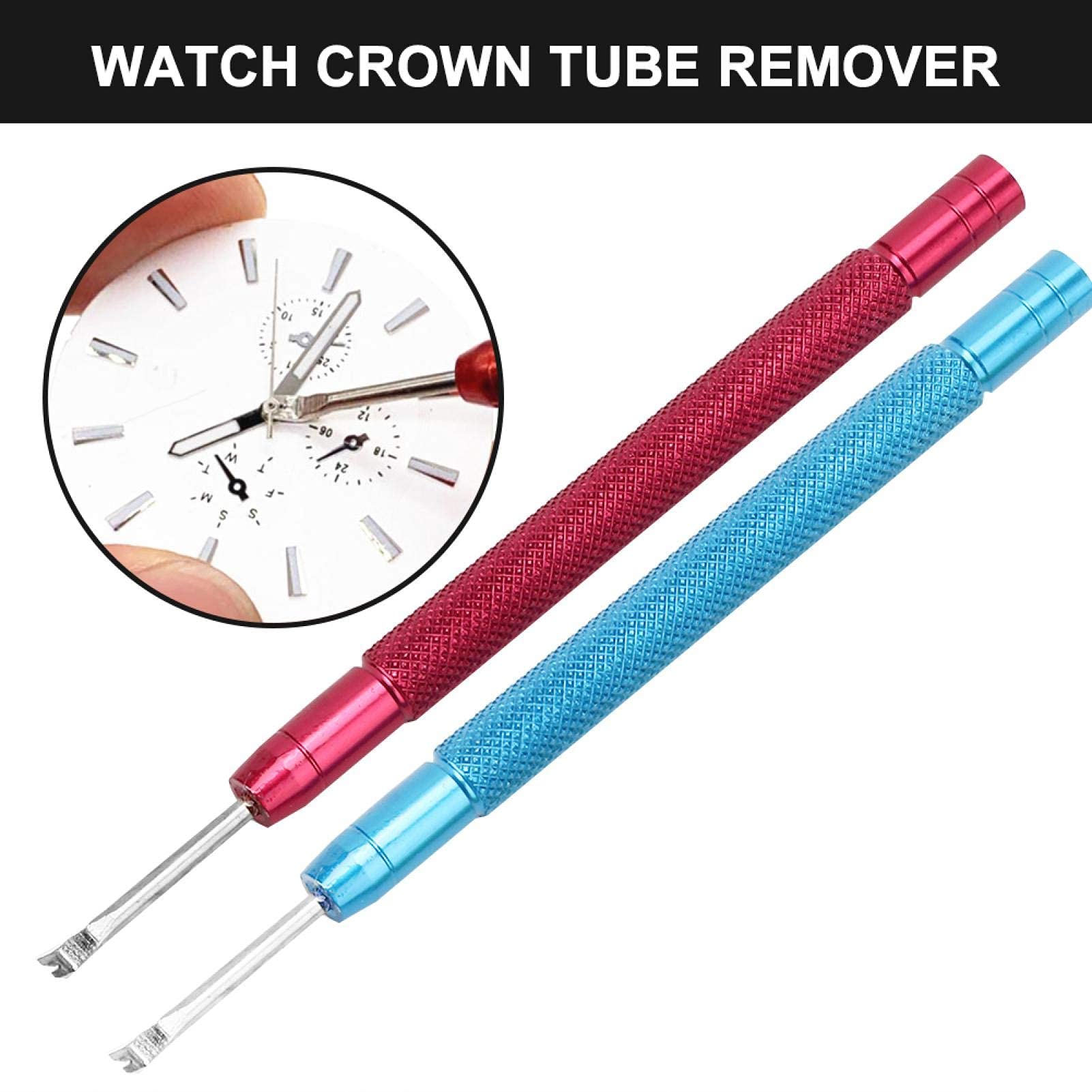 Gereedschap voor het verwijderen van de wijzers van de klok, professioneel gereedschap, waterdicht optillen, 2 stuks horloge-naaldhefboomverwijdering (rood blauw) voor
