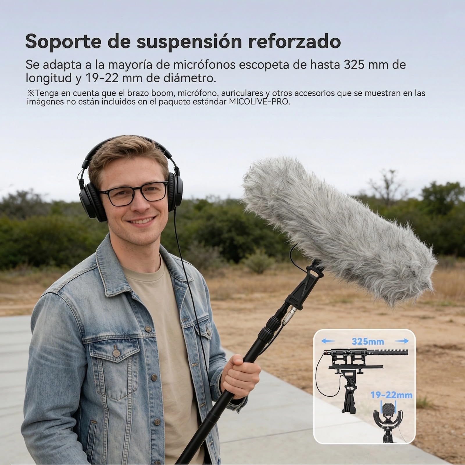 DF DIGITALFOTO Sistema Montaje Micrófono con Amortiguador y Gato Muerto | Compatible con Serie Rode NTG, Compatible con Sennheiser MKE600, Para Micrófono de Escopeta
