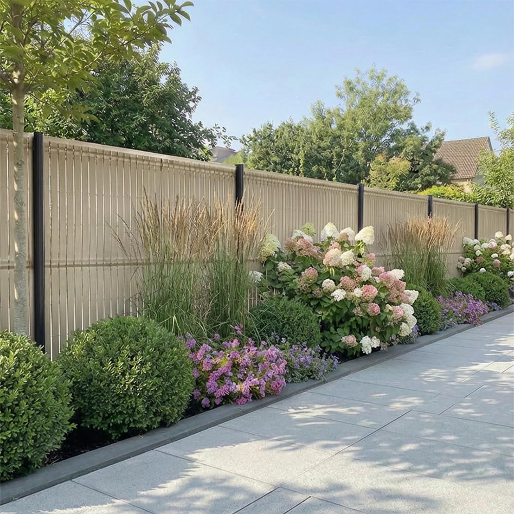 Mazovia Brise Vue Jardin en PVC, 153x250 cm, Beige, sans Percer, Résistante aux Intempéries, Panneau de Cloture Rigide, Résistante aux UV, Toute l'Année, Moderne
