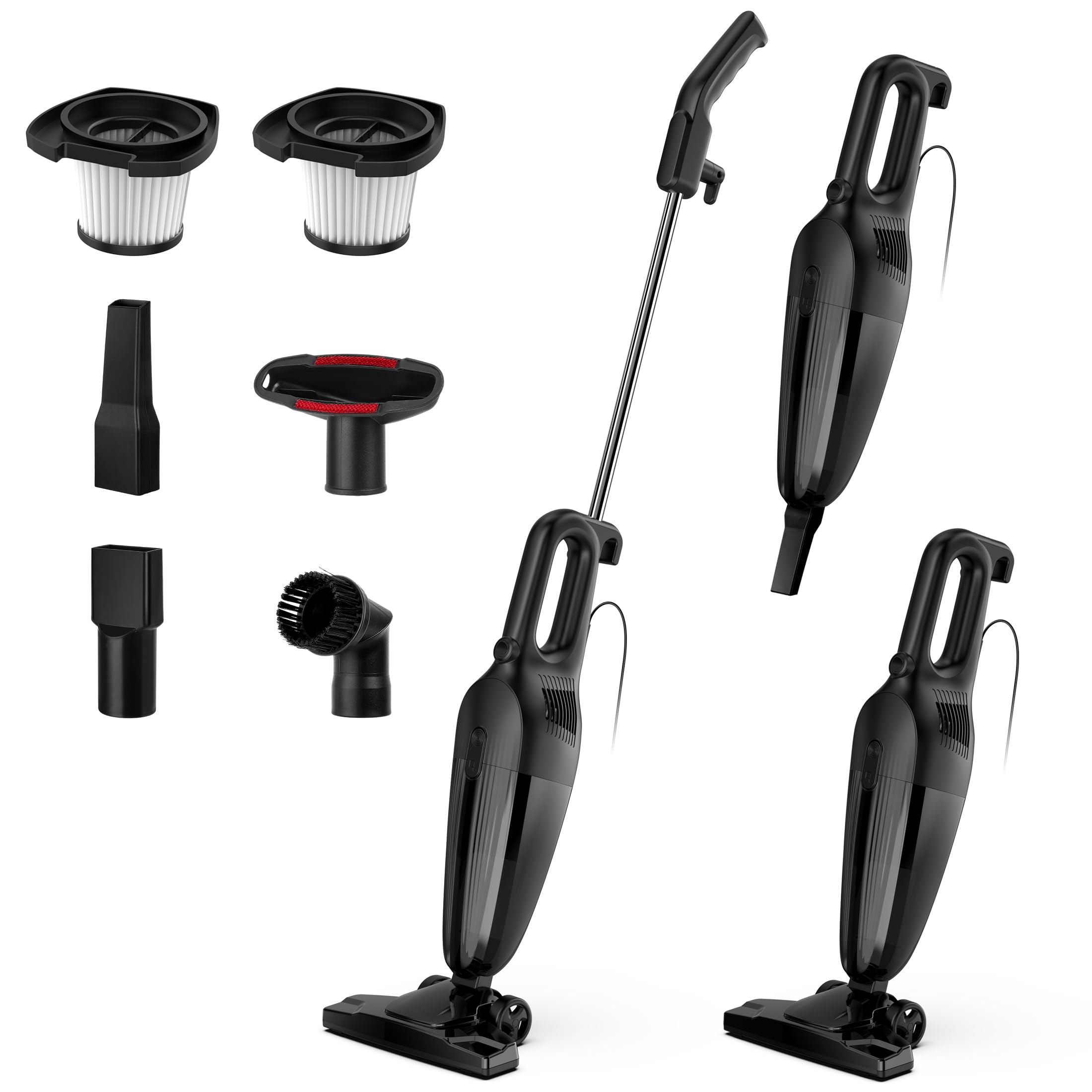 Zefiro 600W 28kpa Small Corded Stick Vacuum,16Ft Corded Handheld Vacuum Cleaners for Home, Hard Floor, Carpet, Pet Hair,Dorm,RV
