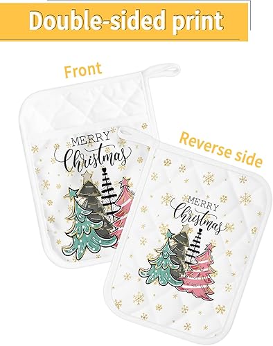 Miniatura 9 de Juego de 5 agarraderas de tela de toalla antideslizantes y aislantes de calor con bolsillo, guantes de horno gruesos para horno, posavasos para