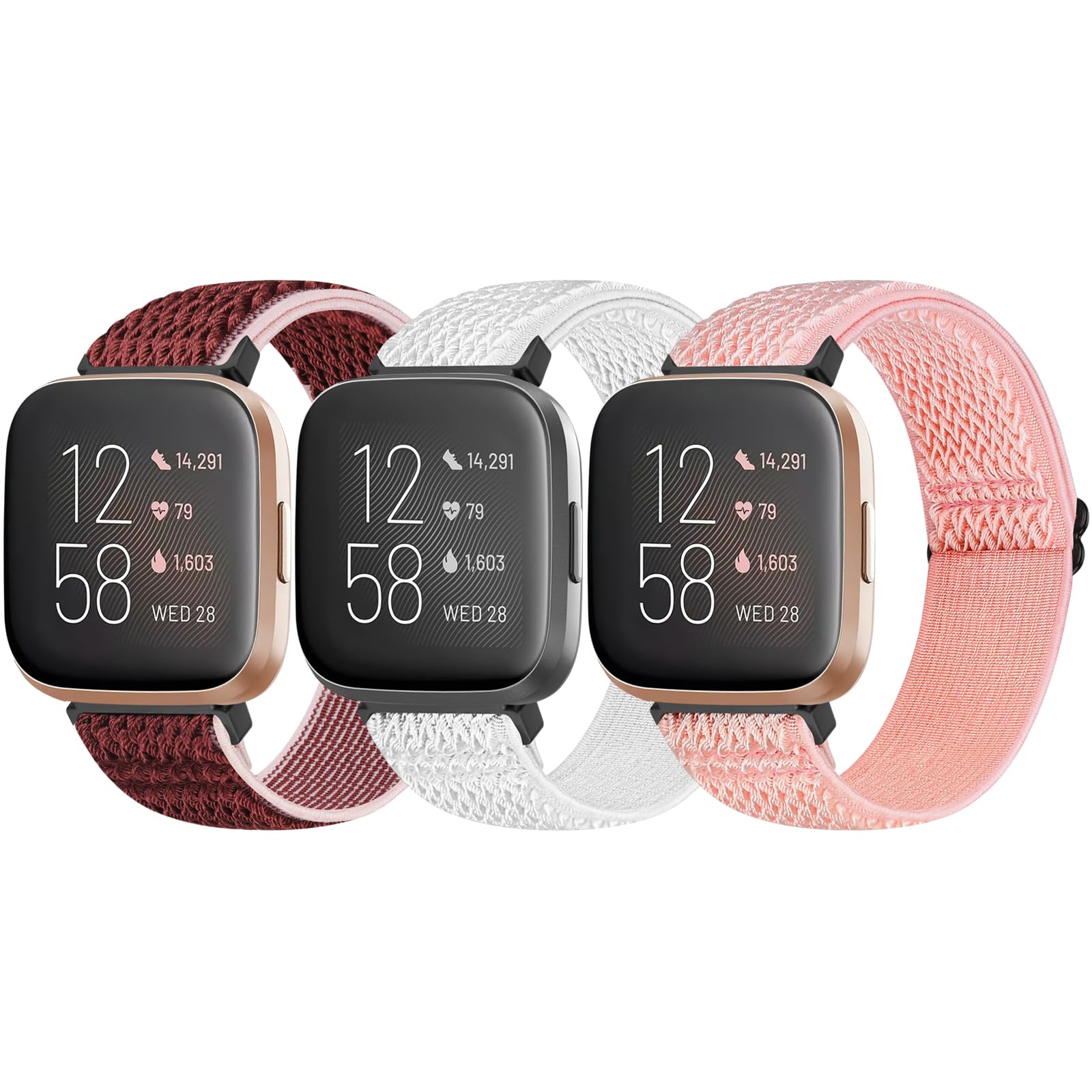 Bcuckood 3 Pack Elastic Straps Compatible with Fitbit Versa 2/Versa Lite/Versa SE