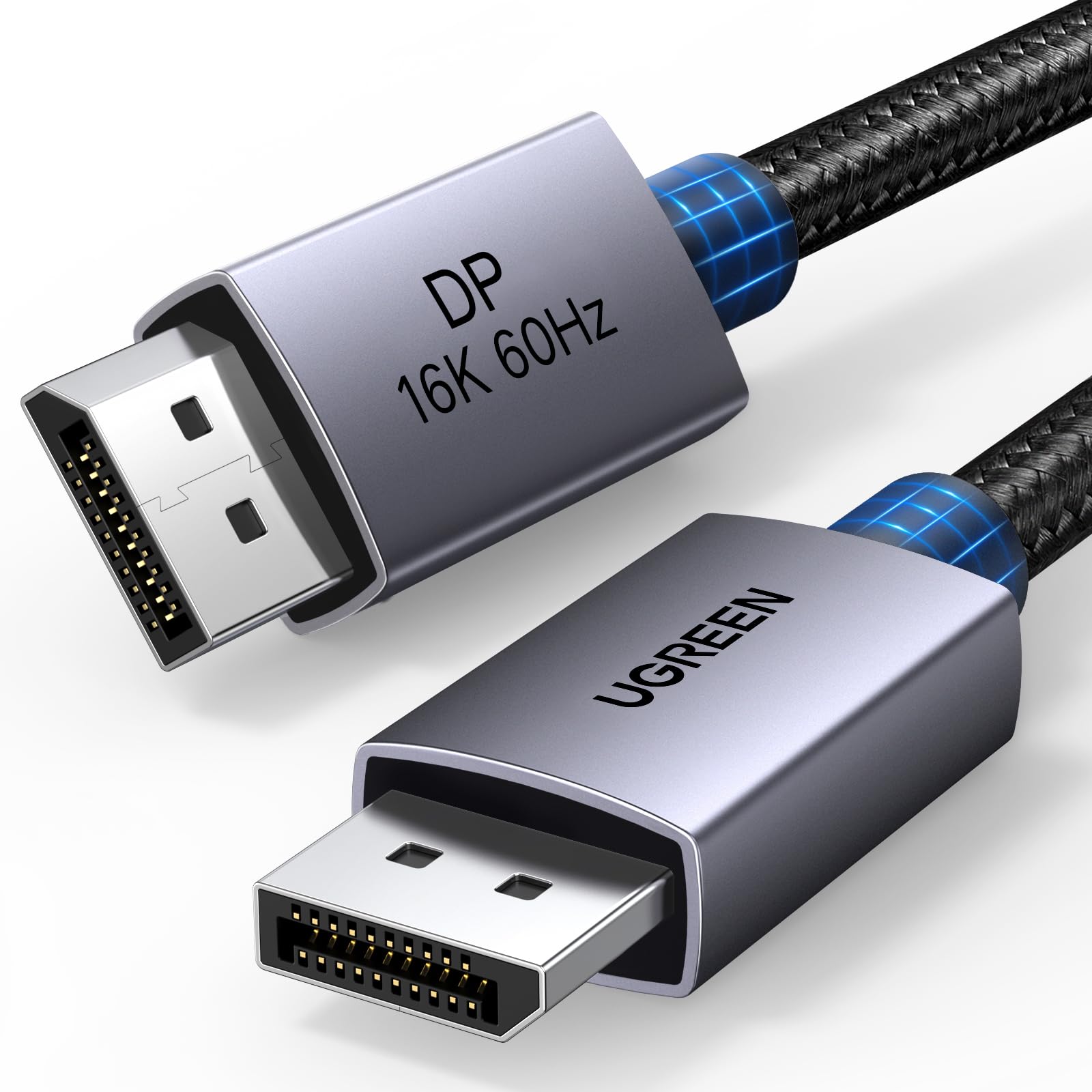 UGREEN Cavo DisplayPort 2.1 16K 60Hz 8K 120Hz 4K 240Hz 2K 360Hz 80Gbps Cassa in Lega di Alluminio 2M