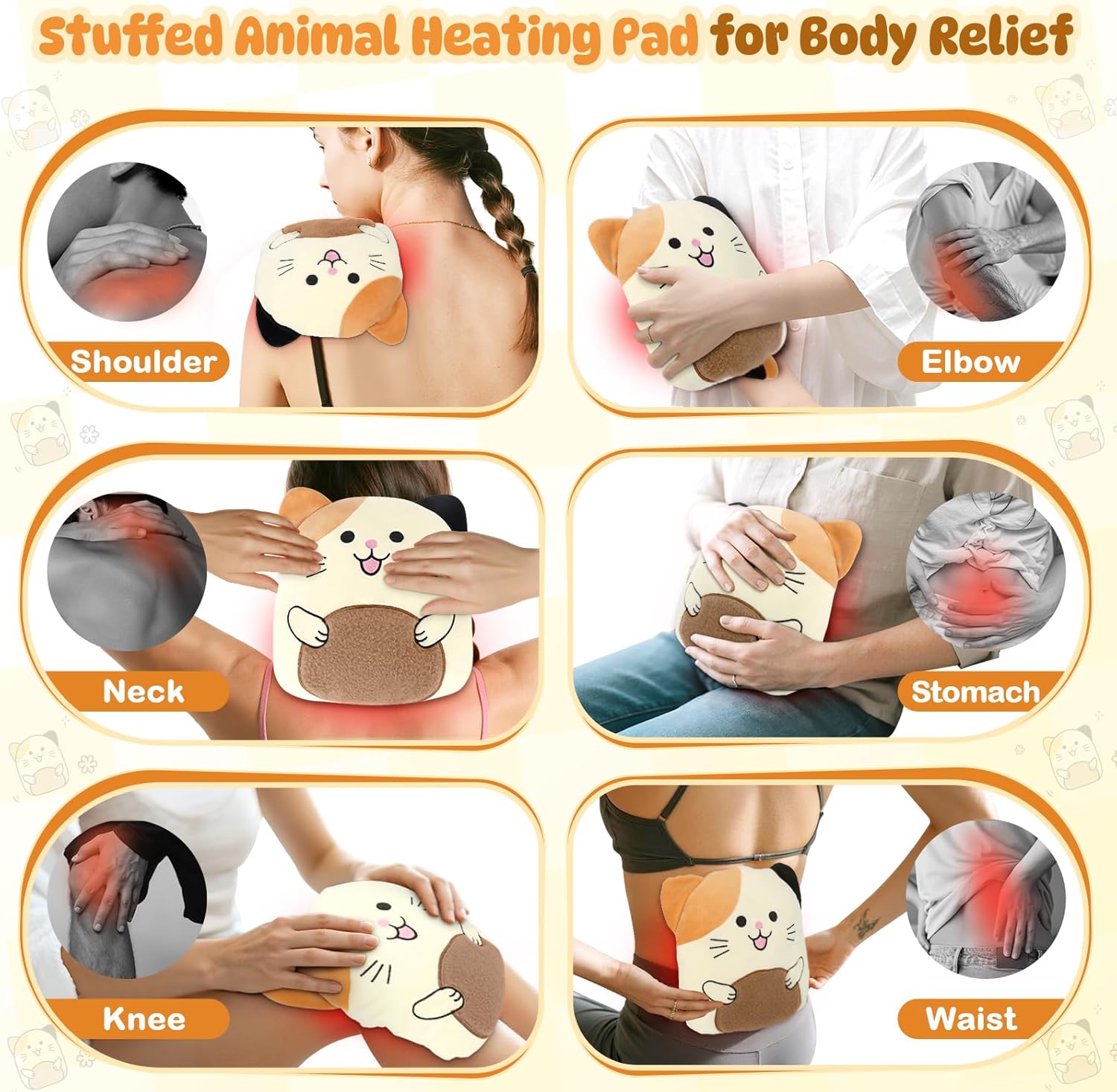 Microwavable Stuffed Animal Heating Pad Cat - Soft Plush Heating Pad with Lavender Scent for Period Cramps, Muscle Relief & Relaxation - Reusable Warm Plush Toy for Women, Adults & Teens - Image 4