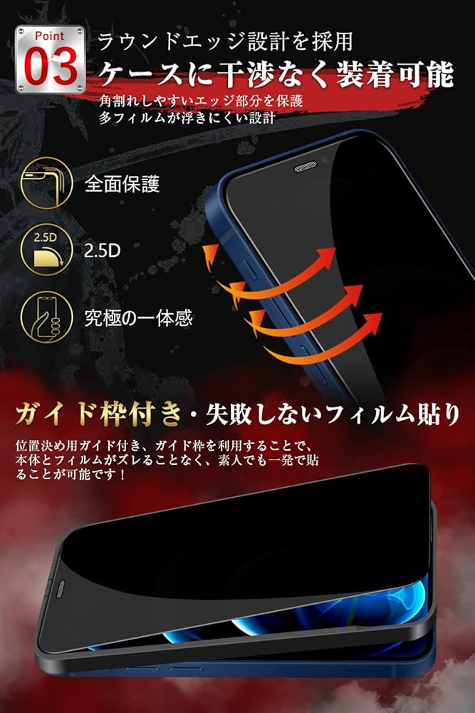 iPhone 12 128GB 画面ひびあり 覗き見防止フィルム付 Amazon | Kniphior iPhone 12 ガラスフィルム 覗き見防止 iPhone