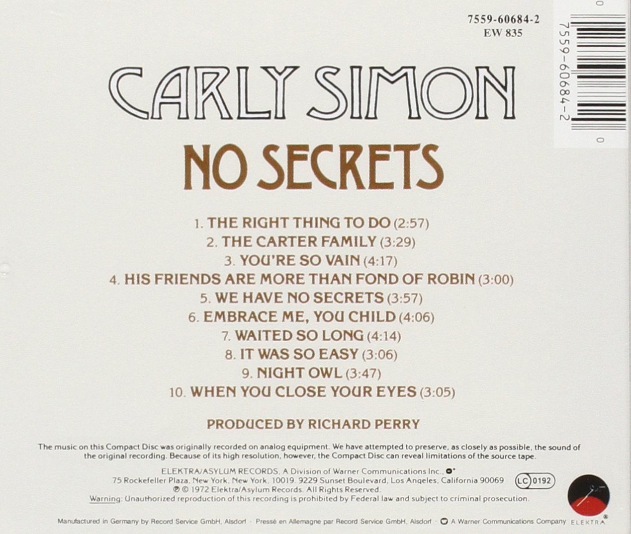 Simon Carly No Secrets Amazon Com Music
