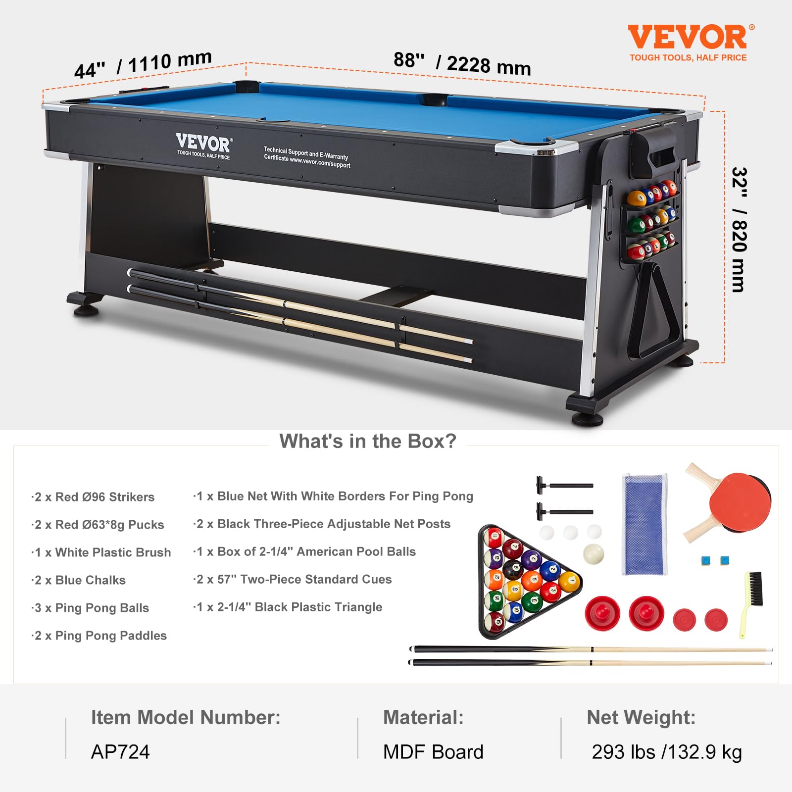 VEVOR Mesa de Aire Hockey, Mesa de Juego para Adulto, Niños, Personas Mayores