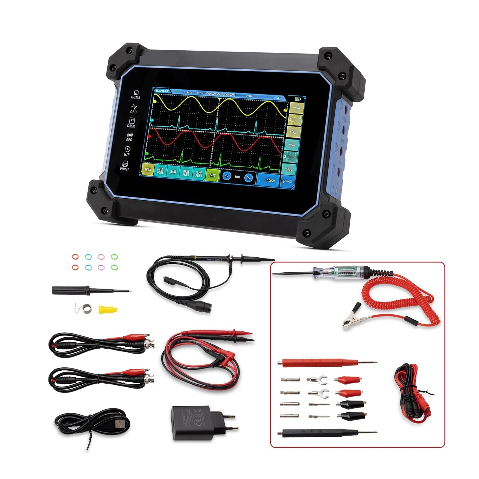 Oscilloscope numérique tactile 2 canaux portable multimètre source signal 25 MHz USB