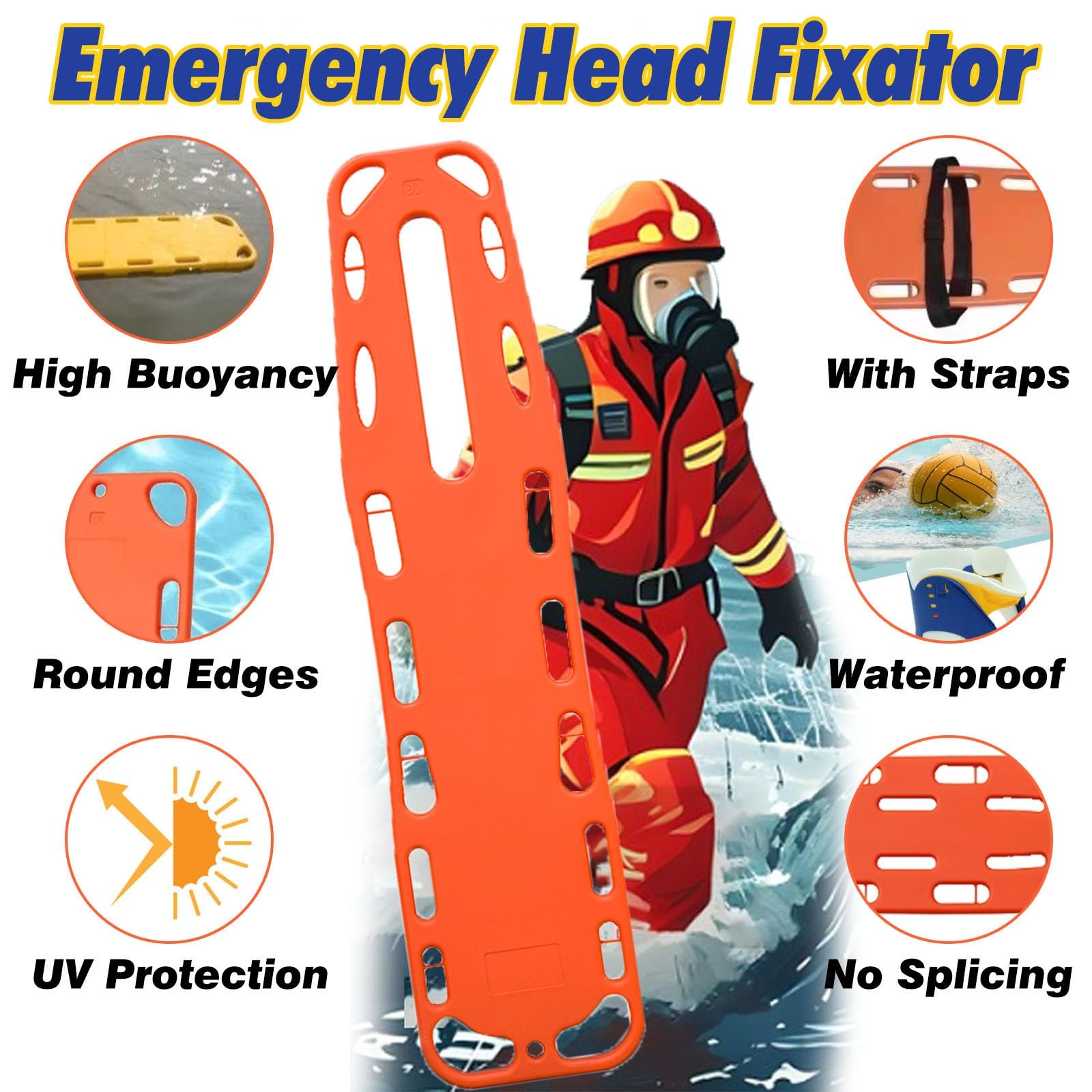 Tavola spinale pediatrica da 135 cm - Barella di Primo Soccorso per Immersioni e addestramento EMS, Include immobilizzatore per la Testa e tutore per Il Collo, Maggiore Sicurezza per la risp