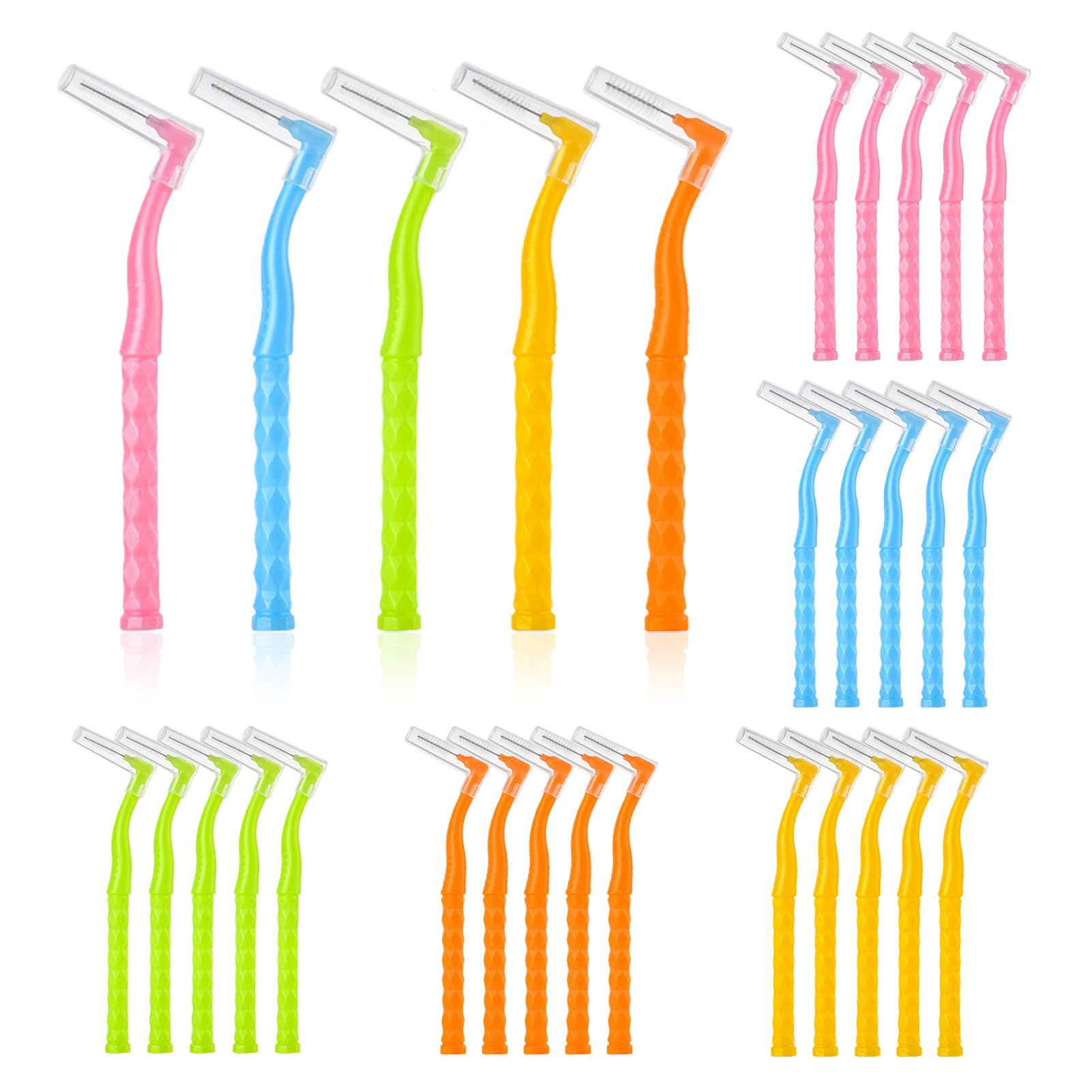 30PCS Interdental Brushes, 5 Size L Shaped Dental Brushes with Non-Slip Handle Angled Head Tooth Picks Floss Sticks Dental Floss Brushes for Braces Oral Cleaning Narrow Tooth Cleaning Tools-image-19