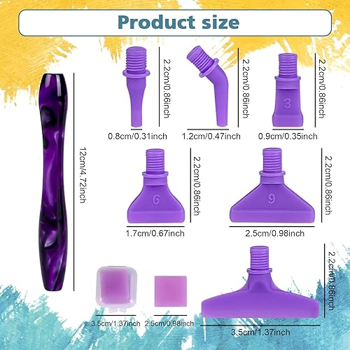 Miniatura 7 de DoreenBow 13 piezas de bolígrafo de pintura de diamante 5D herramientas de arte de diamante kit de herramientas para adultos (morado profundo)