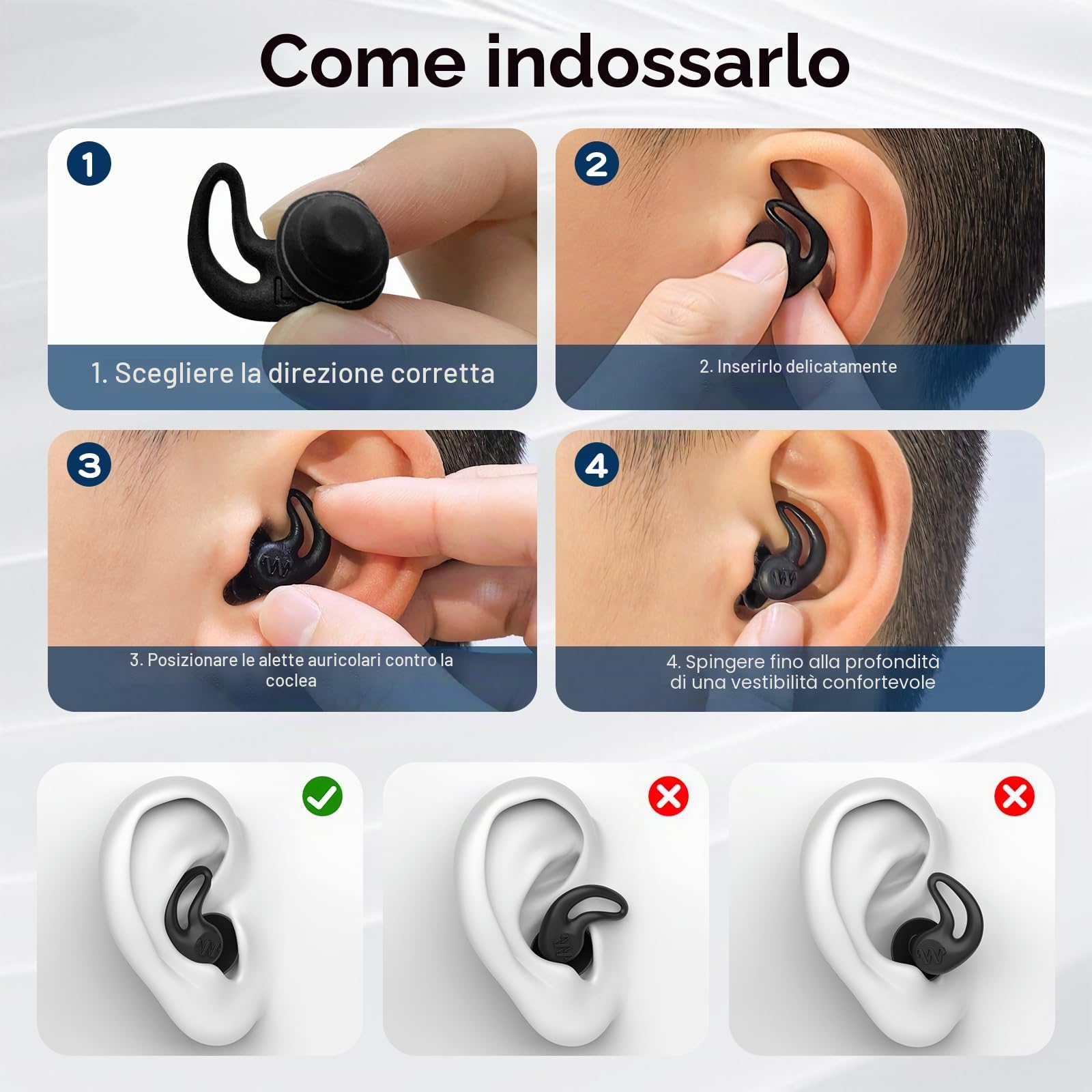 Tappi orecchie piscina bambini – 4 paia impermeabili riutilizzabili in morbido silicone tappi per le orecchie per doccia, nuoto, surf, snorkeling e altri sport acquatici