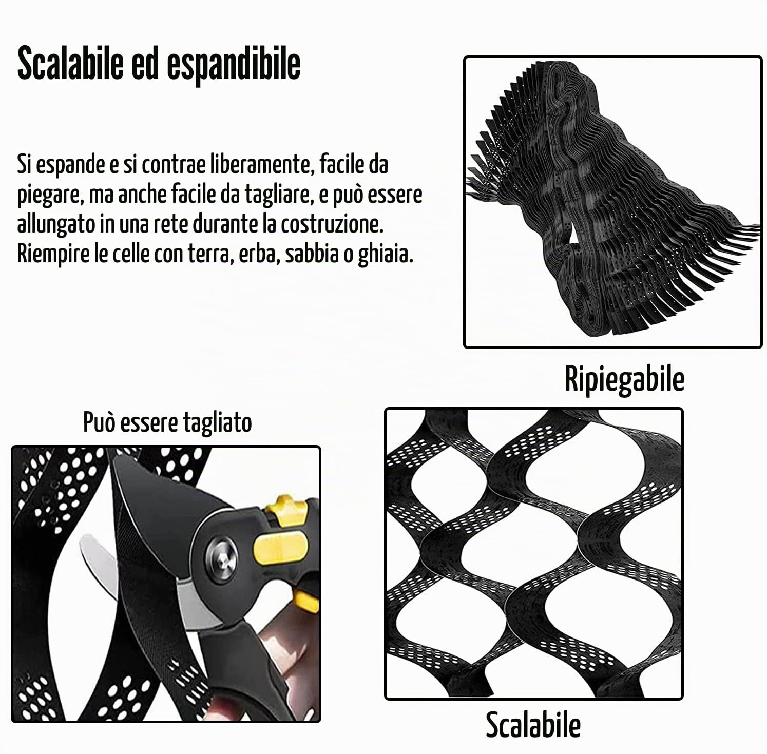 Griglia stabilizzatrice per ghiaia per percorsi ad alta resistenza, vialetti e paesaggistica - Controllo del terreno alto 5 cm per fango, cemento e granito - Disponibile in lunghezze da 2 m a 10 m