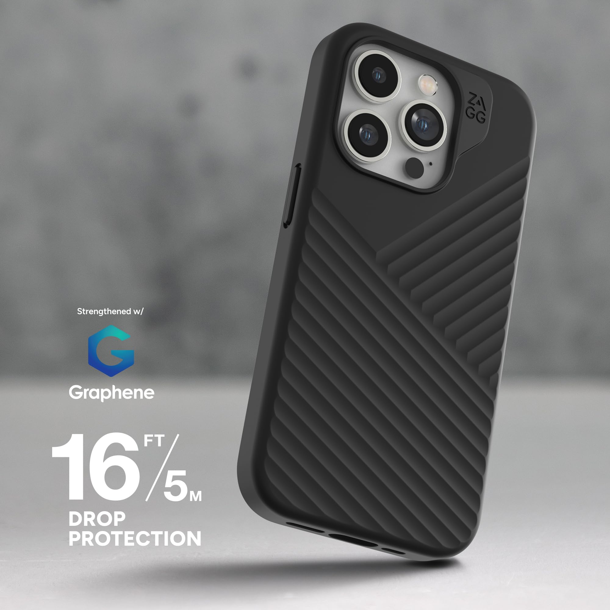 ZAGG Denali - Custodia a scatto per iPhone 15 Pro, protezione dalle cadute (5 m), custodia per cellulare testurizzata a doppio strato, design antiscivolo, custodia per telefono MagSafe, blu navy