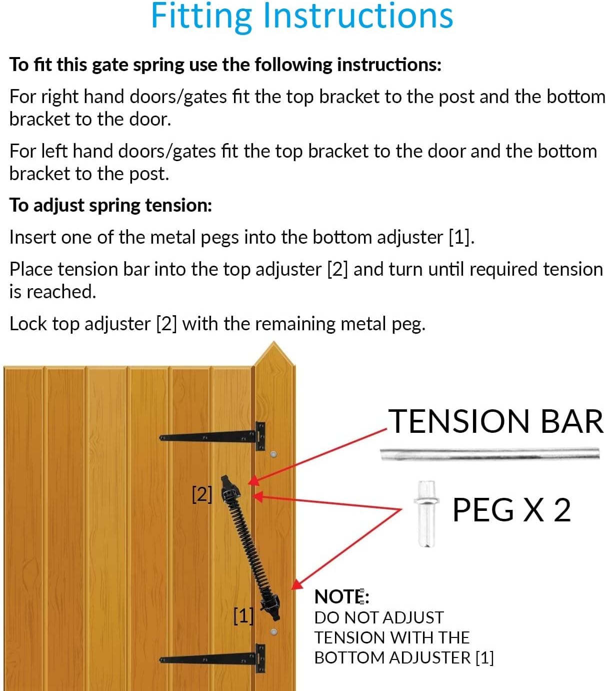 Merriway BH05795 Adjustable Steel Gate Spring, 200mm (8 inch) - Black