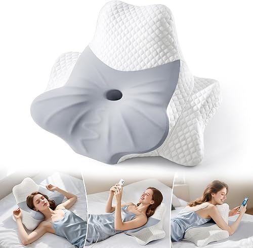 Almohadas de espuma viscoelástica para aliviar el dolor, almohada cervical para aliviar el dolor de cuello y hombros, almohada ergonómica ajustable