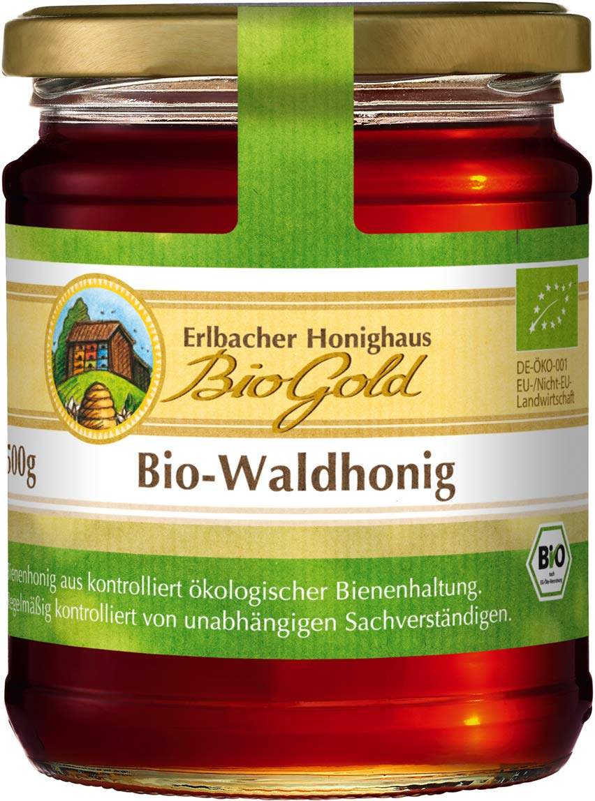 Bio-Waldhonig Erlbacher Honighaus BioGold 500g flüssig – Kräftig, dunkler Waldhonig aus ökologischer Bienenhaltung (1 x 500g)