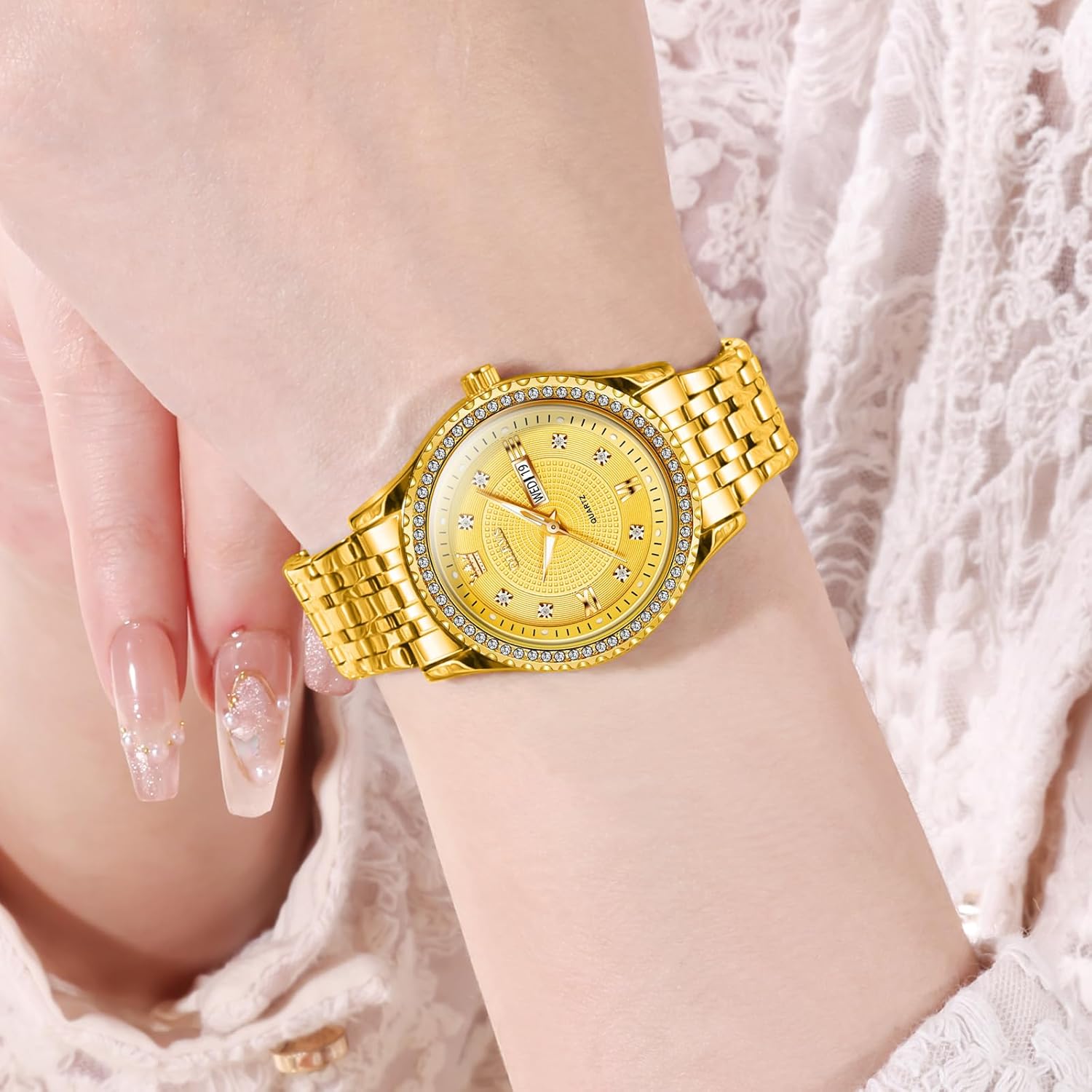 OLEVS Watch Women with Day Date Luxury Stainless Steel Ladies Watch Elegant Small Wrist Women's Dress Watches Diamond Quartz Watches for Women - Image 4