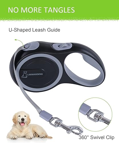 Miniatura 5 de Correa retráctil para perro de 26 pies a prueba de mordidas con 2 cuerdas de alambre resistentes antimasticación, correa de perro sin enredos de 360