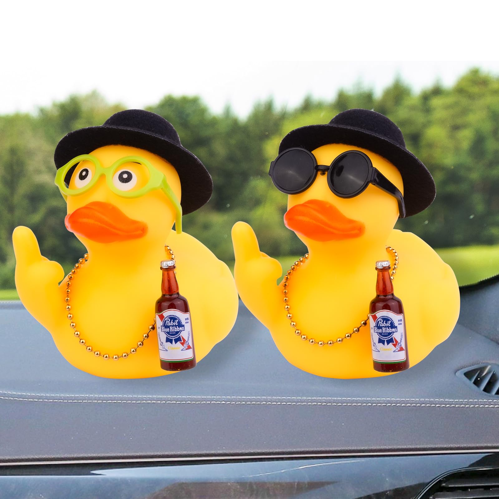 Adorno De Goma Para Salpicadero De Coche - Pato Con Sombrero Y Gafas De Sol - Decoración Divertida Y Regalo Original