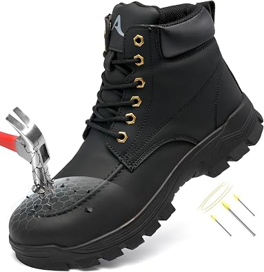 Ecetana Steel Toe Work Boots for Men Waterproof Slip Resistant Comfortable Safety Boot Industrial Construction Shoes