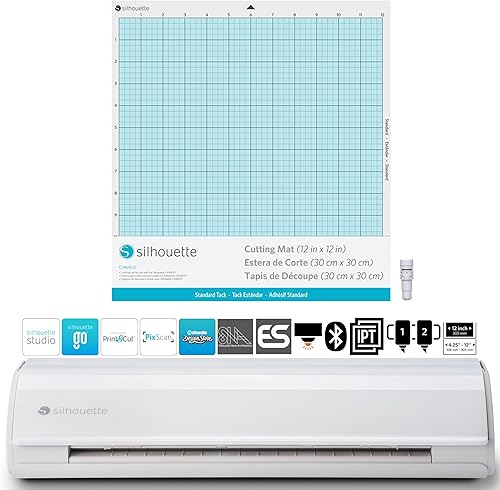 Silhouette Cameo 5 - Cortadora de vinilo de 12 pulgadas con software de estudio, herramienta eléctrica y ES Mat compatible, SNA e IPT, 50 db,
