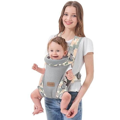 Miniatura 7 de Portabebés 3 en 1 para recién nacidos a niños pequeños, ergonómico (7.5-45 libras), acogedor portabebés, soporte lumbar mejorado, fácil de ajustar,