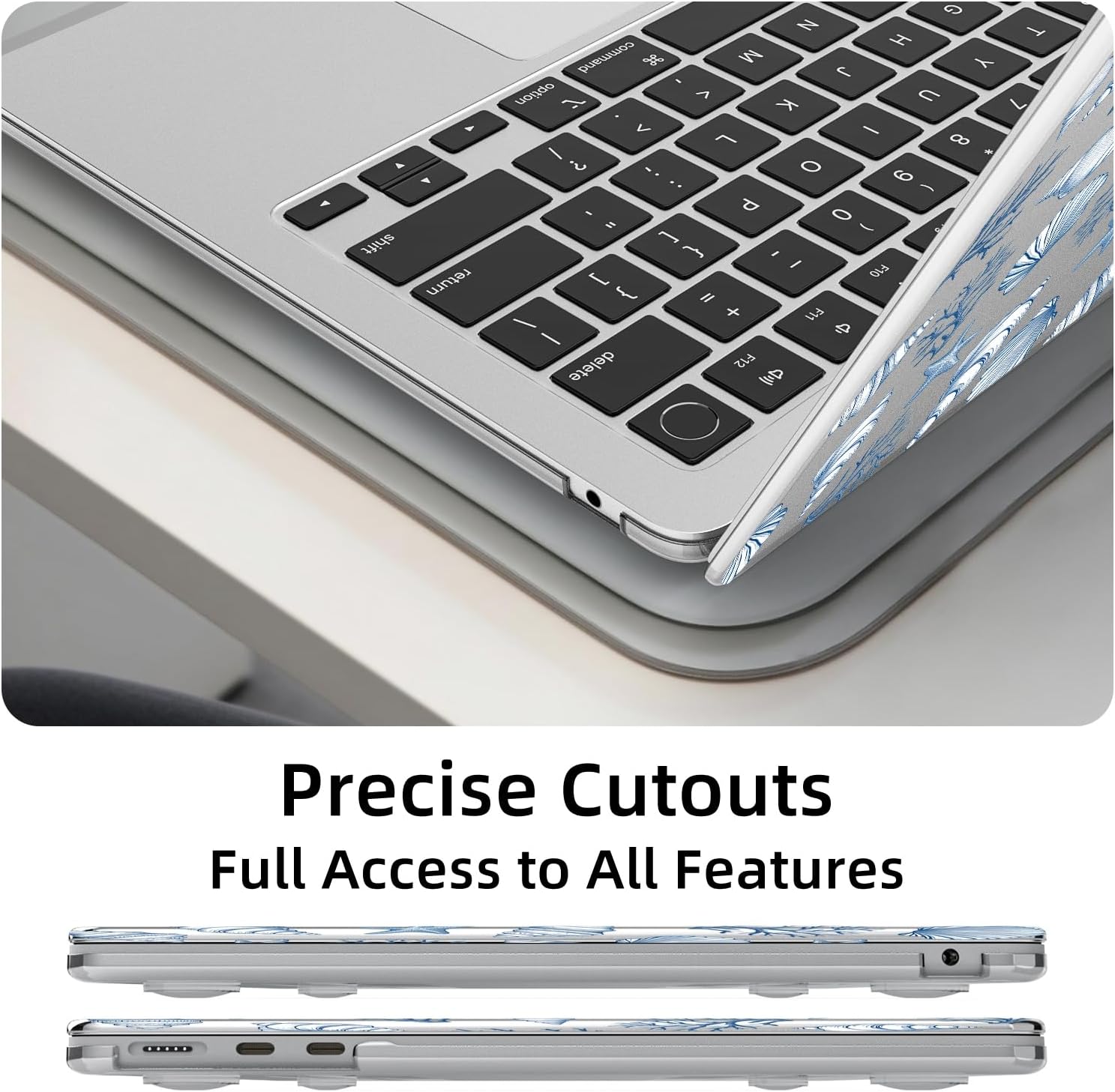 for MacBook Air 13 Inch Case 2021-2018 Release A2337 M1/A2179/A1932 Blue Seashell Conch Ocean Design Crystal Clear Hard Shell Case Laptop Protective Cover for MacBook Air 13.3 Inch