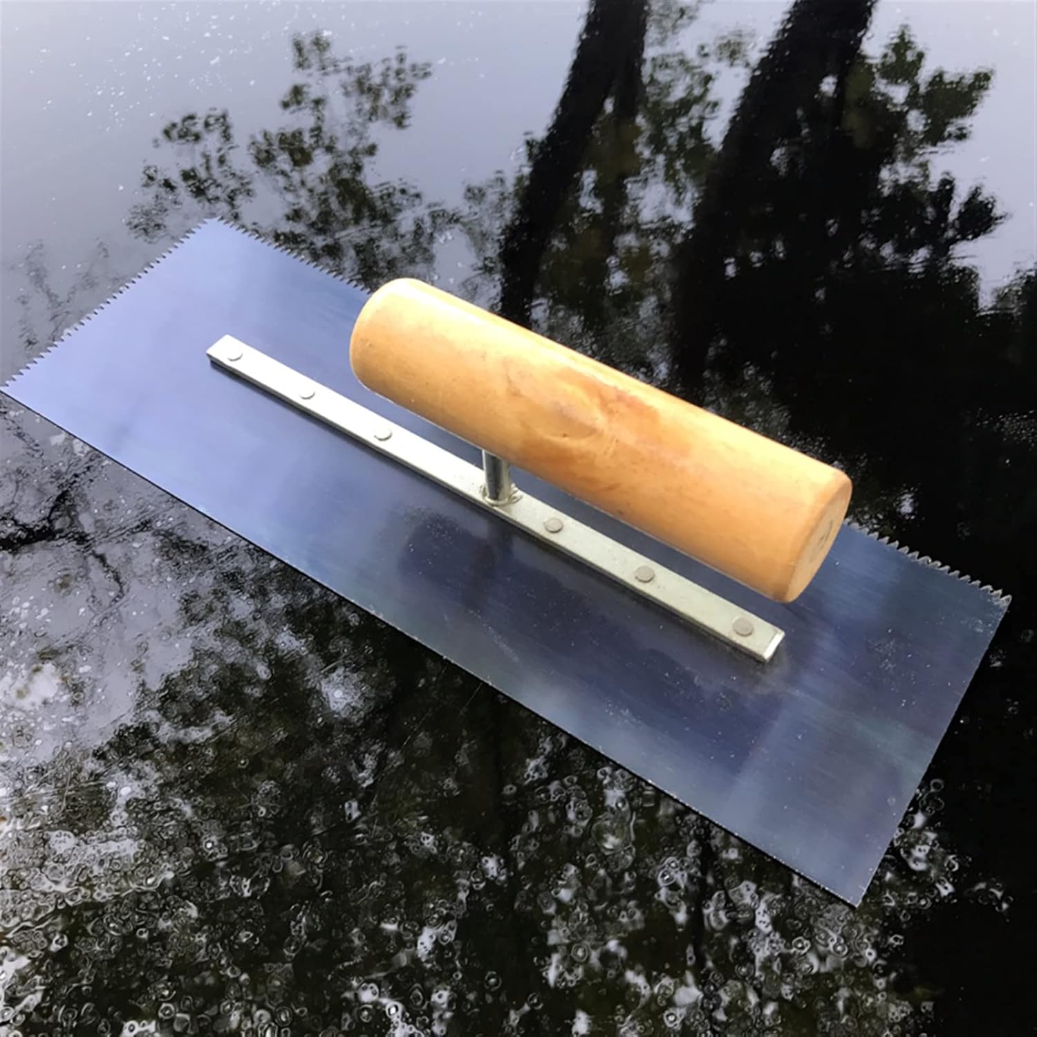 plastering Trowel Stainless Steel Trowel Pointing Trowel Notched Trowel Wood Handle Building Premium Tile Installation Trowel 29.5cm x11cm Notch 3mm Finishing Trowel Shovel