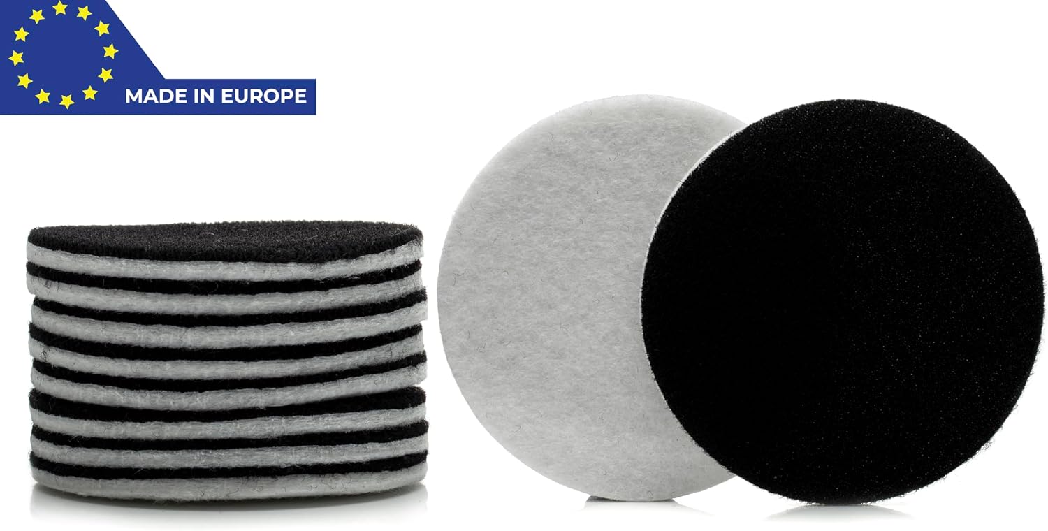 Glass Polish 3 inch (75mm) Pack of 10 Felt Polishing Pads for Polishing Glass, Plastic, Metal and Marble