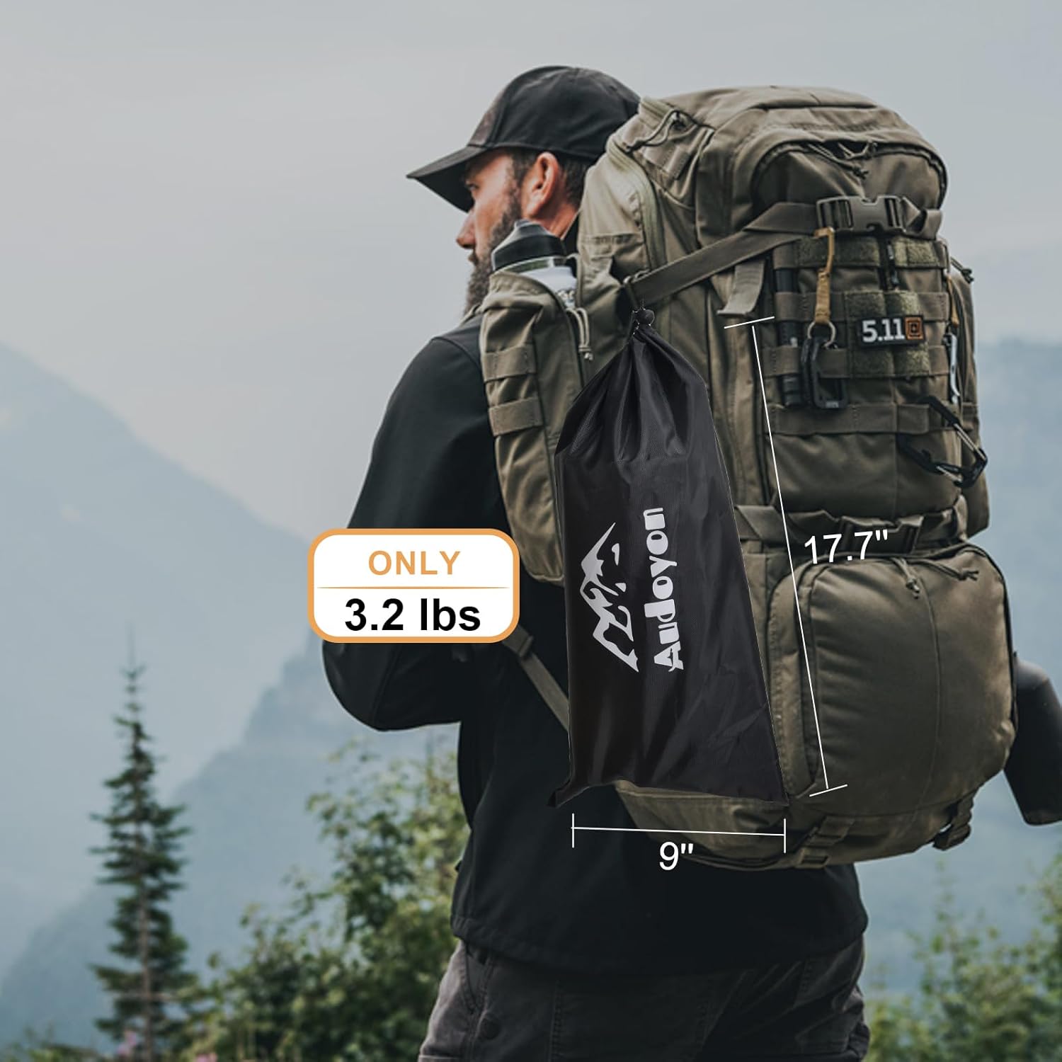 Folding Camping Table - Small Outdoor Table with Storage Bag - Adjustable Height 14.2'' & 18.9'', Portable Lightweight Aluminum Foldable Side Table for Picnic, BBQ, Beach & Tailgating (Small)