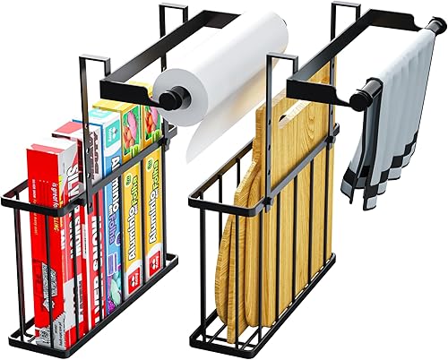 VANMEE Paquete de 2 organizadores de puerta de gabinete, organizador de puerta de gabinete, barra de toalla o soporte para toallas de papel,