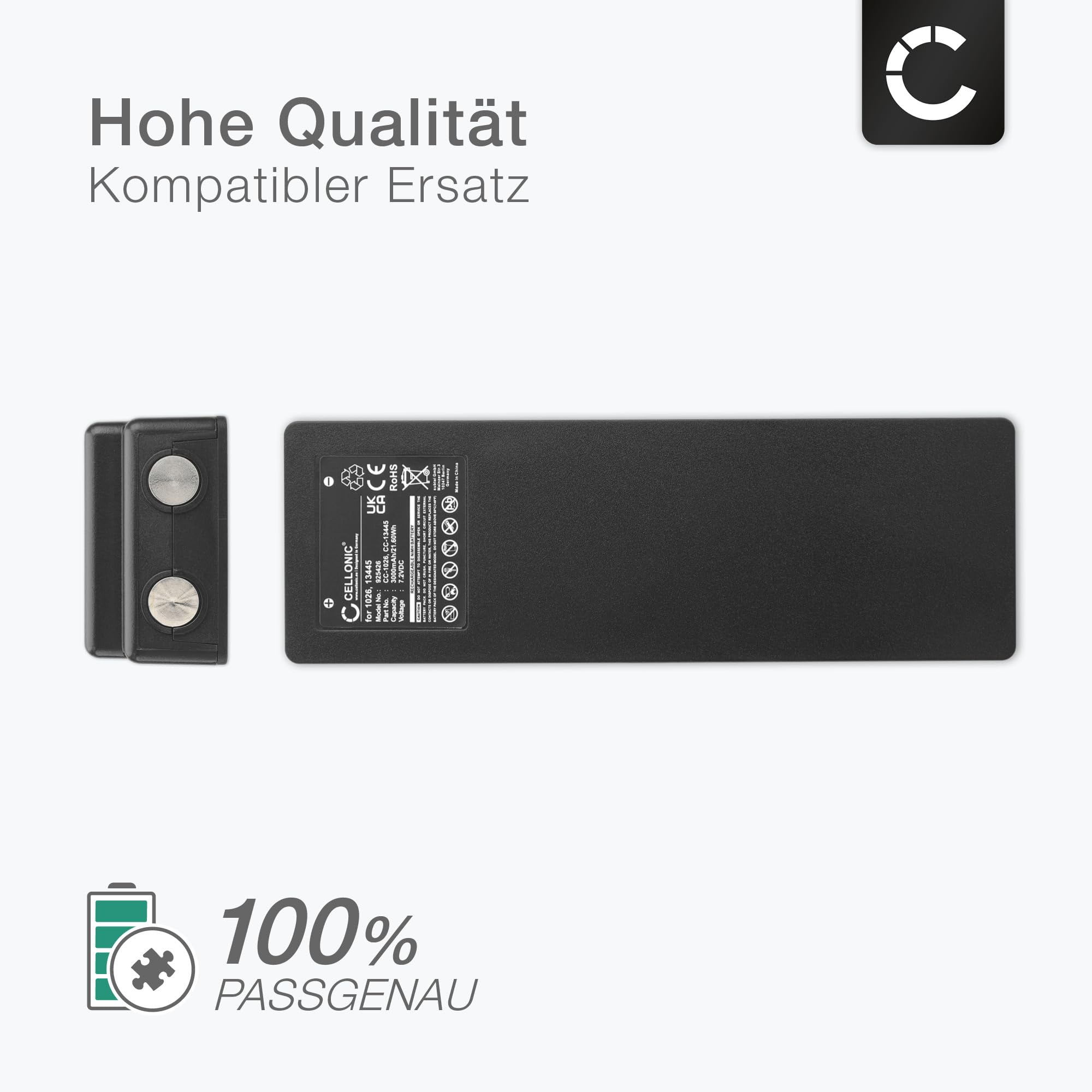 CELLONIC 2X Akku kompatibel mit Scanreco 16131, 590, Palfinger | 2x, (3000mAh-7.2V-NiMH), Fernbedienung Akku, für Scanreco 17162, RSC7220, RC-400, 13445, für Palfinger EEA2512, RC-400, 790