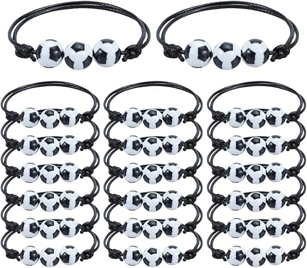 20 PCS braccialetti da calcio, braccialetti dell'amicizia per bambini, braccialetti regolabili per feste sportive, braccialetti per bambini regali per feste di compleanno, gadget calcio (Calcio)