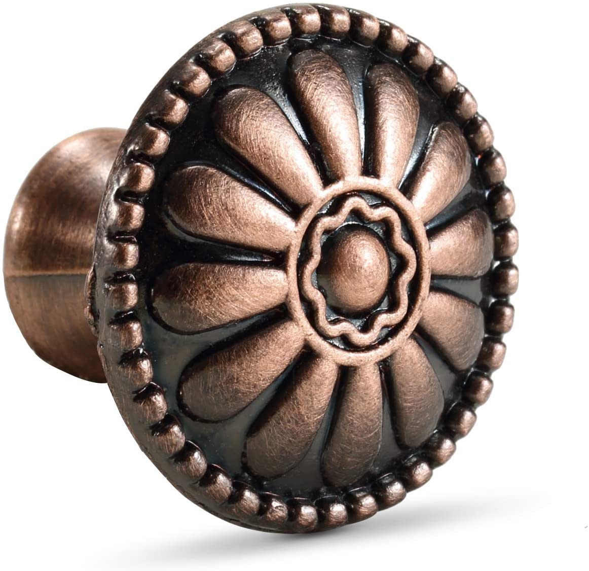 CHICTIE Kitchen Cabinet Knobs Round 8 Pack, Antique Brass Knobs for Cabinets Dressers Drawers, Euro Flower Pulls Handles, Vintage Bronzed Hardware Knobs for Cupboard, Rustic Style
