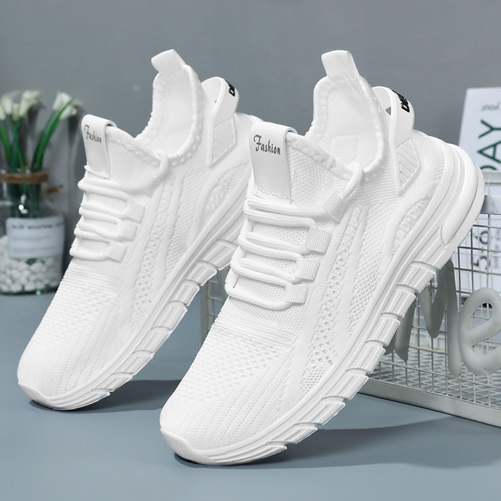 Zapatillas deportivas para mujer, con cordones, informales, con amortiguación máxima, para caminar, tenis para mujer, transpirables, de malla, zapatillas deportivas ligeras