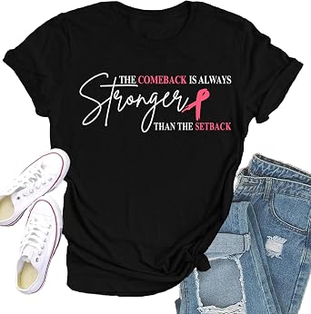 Breast Cancer Shirts for Women in October We Wear Pink T-Shirt Breast Cancer Awareness Tee Tops