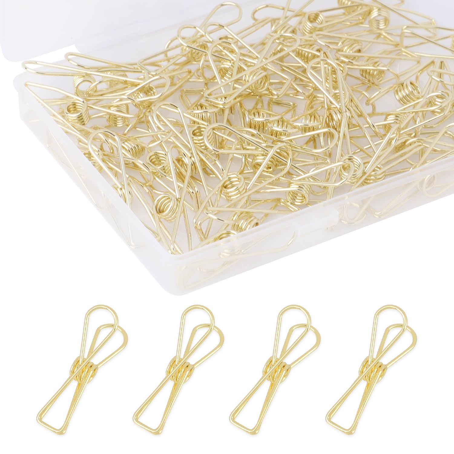 Ktxaby 100Pcs Gold Paper Clips,Multi-Purpose Metal Wire Hollow Invoice Paper Clip,Small Binder Clips for Office School Home Use and Business
