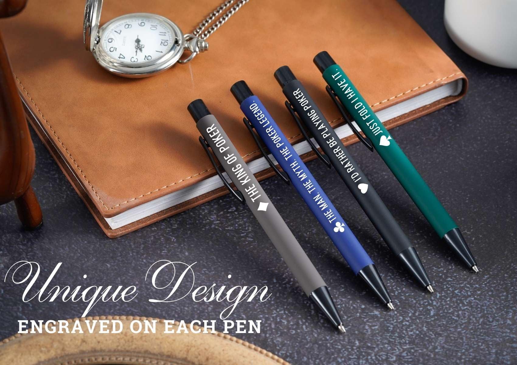 InnoBeta Poker Gifts for Men, Poker Player Gifts, The King of Poker, Ballpoint Pen Set of 4, Perfect for Birthday & Christmas