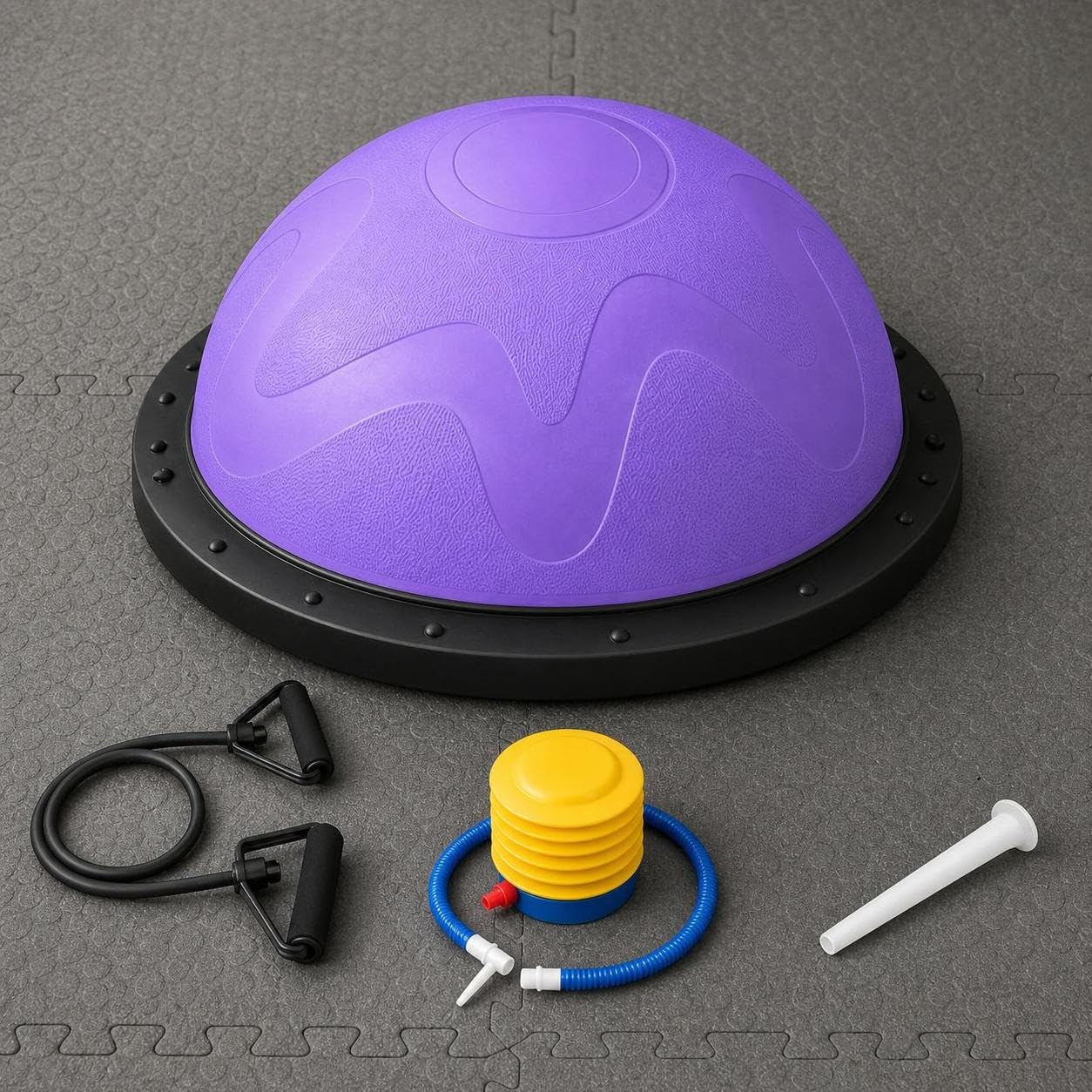 Balance Semisfera Equilibrio con Elastici - Mezza Palla Fitness per Allenamento e Postura - per fitness, Rosa